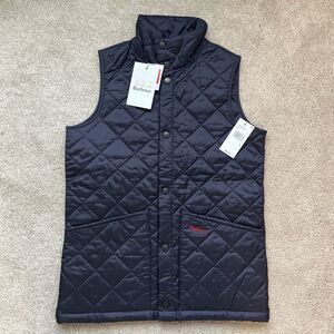 Barbour Quilted Vest Boys Large 10/11 Navy Blue Liddesdale Gilet Preppy Outdoors